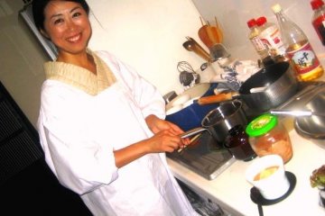 Kaori showing each recipe step by step including tasting and feeling the raw ingredients