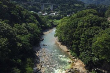 The view from the bungee jump bridge in Minakami.