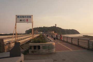 View of Enoshima before crossing the bridge that links to the island