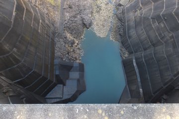 Looking down from the top of the dam
