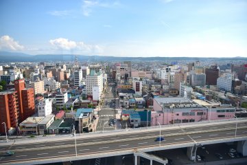 Aomori City on the opposite side of Aomori Bay Bridge
