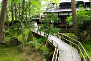 Gardens around samurai houses