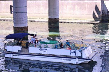 Small cruise boat on Nihonbashi river