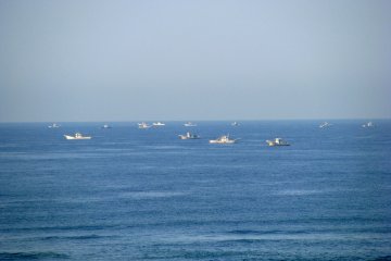 Fishing boats in the Pacific Ocean
