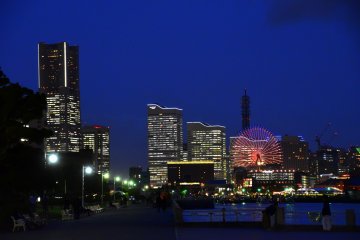 Illuminated skyscrapers in Minato-Mirai area