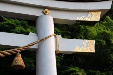 White torii with gold decoration