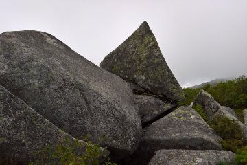 Big granite boulders near the top