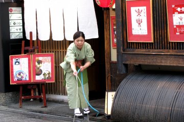 Morning cleaning in Kyoto