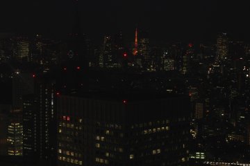 Vista desde el edificio de Gobierno Metropolitano de Tokio, se alcanza a apreciar la Torre de Tokio.