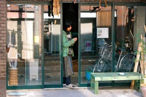 Owner Hiromichi Marui steps outside for a break.