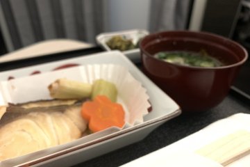 Japanese fish and soup in Business Class