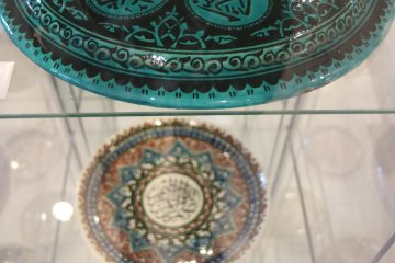 Hand-painted plates showcased in the Turkish Culture Centre