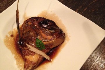 Yellow tail in soy-sugar sauce—so delicious!