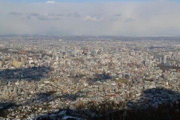 The city of Sapporo as seen from the observatory.