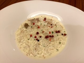 Delicious risotto sprinkled with pink peppercorns