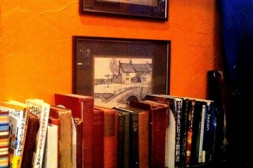 <p>There is a mini library of books and travel guides at the pub while you are waiting for your friend</p>