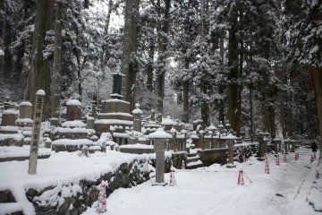 Graves covered in snow
