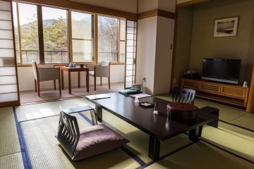 The tatami mat rooms range in size for large or small groups