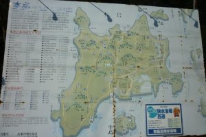 Tourist map of Honjima island at the port.