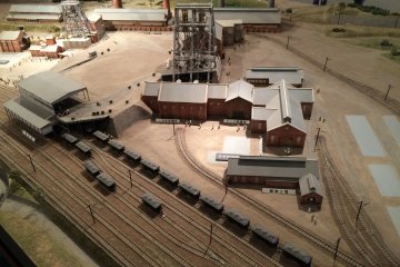 Model of Manda Coal Mine site, rail track used to stretch up to a port