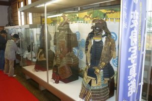 The castle features a fine collection of samurai helmets and armor