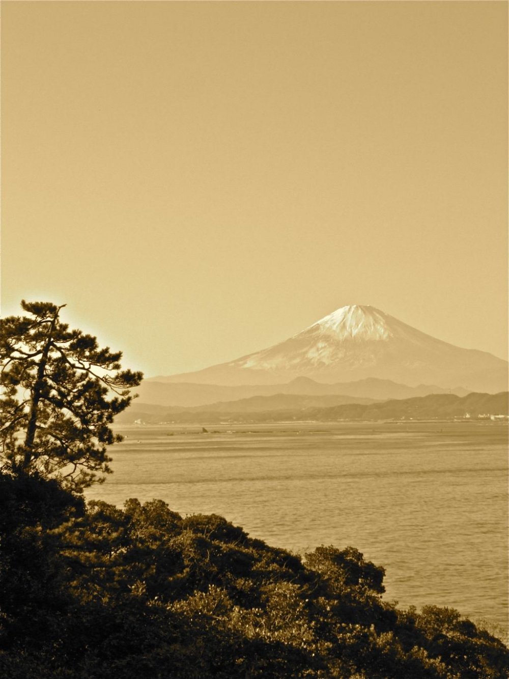 Classic Mt. Fujii as seen from Enoshima in winter