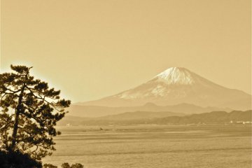Classic Mt. Fujii as seen from Enoshima in winter