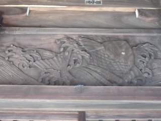 One of the wooden carvings