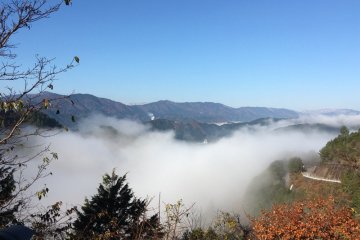 Gujo Hachiman Castle "floats" above the clouds in the valley