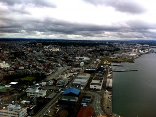 Looking South from Akita Selion Port Tower over the warehouse district made famous in the movie Iris