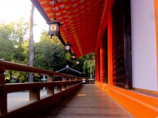 The beautiful woodwork at Yasaka Shrine at the end of Shijo Gion Kyoto