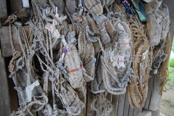 Waraji sandals from pilgrims hanging at the main temple gate