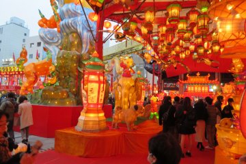 Colorful Lanterns in the pavilion 