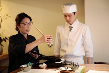 Owner Sugawara-san showcasing her Japanese cooking skills