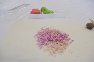 Petals ready to be applied to the wagashi