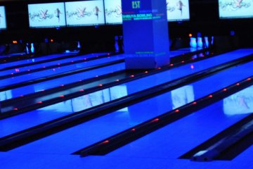 The UV lit bowling alley