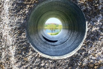 Various holes in the monument magnify the sounds of the wind and birdsong