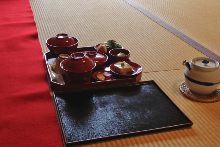 The food is served beautiful tatami rooms