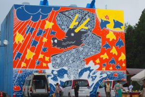 Recently completed dragon mural at Ryujin Bridge