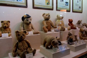 The antique teddy bears are really interesting