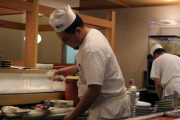 The sushi chefs at Maguro Bito are hard at work.