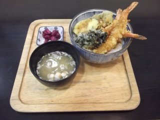 My tendon (tempura rice bowl) lunch