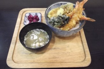 My tendon (tempura rice bowl) lunch