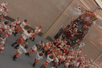A diorama inside the museum depicting a mikoshi, or portable shrine, being carried by locals during Fukuoka’s most famous festival, Yamakasa.