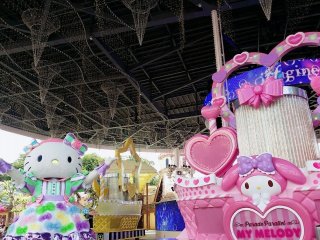 Hello Kitty, My Melody, and other Sanrio characters abound here at Harmonyland