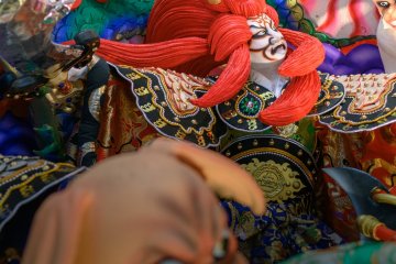 Various figures on a float for the Hachinohe Sansha Taisai Festival