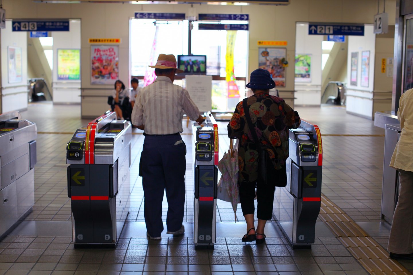 Heading through the ticket barriers