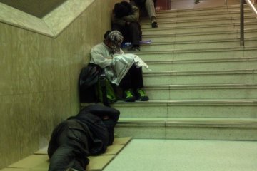 Sleeping Japanese, Shinjuku train station
