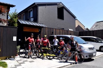 Friendly Guests and Staff at Fujitaya going for a bike ride
