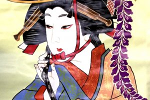 "Fuji musume", the iconic wisteria maiden dancer of Kabuki theater